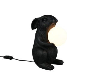 RABBIT R56511002 lampa stołowa czarny królik trzymający klosz szklaną kulę fi 10cm 1xG9
