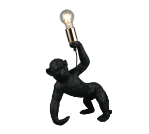 BOBO R56561002 lampa stołowa czarna małpka trzymający złotą oprawkę do żarówki na E27