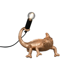 CRAWLY R56581079 lampa stołowa złoty kameleon trzymający czarną prawkę do żarówki na E14