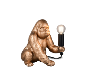 KONG R56611079 lampa stołowa złoty goryl trzymający czarną oprawkę do żarówki na E14