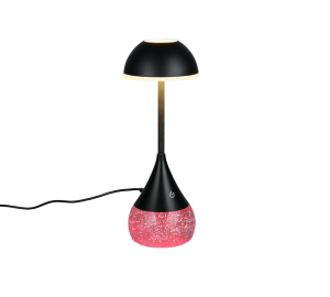 TEMBO R53851102 czarna lampa stołowa LED 4,5W CCT z brokatową podstawą podświetlaną na różne kolory