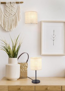 AIMEE R21851736 kinkiet boho z trawy morskiej 1xE27 czarne wykończenie