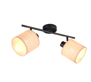 AIMEE R81852036 lampa ścienna sufitowa boho z trawy morskiej 2xE14 czarne wykończenie 