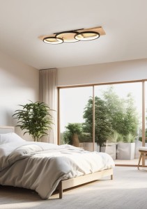 BARCA 641110332 lampa sufitowa trzy czarne ringi na desce LED 40W 3000K 3stepdim