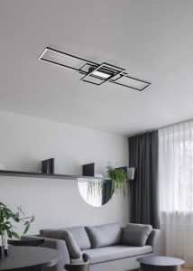IRVINE 620010442 długa czarna lampa sufitowa prostokątne ramki LED 60W 3000K-6000K DIM + pilot