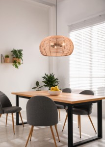 INGA 312200336 lampa wisząca abażur pleciony z rattanu fi 50cm 3xE27 wykończenie czarne