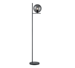 PURE 402000142 lampa stojąca czarna z dymionym szklanym kloszem fi 20cm 1xE14