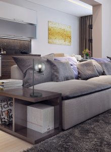 PURE 502000142 lampa stołowa czarna z dymionym szklanym kloszem fi 16cm 1xE14