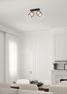 BURTON 811400232 czarna lampa ścienna sufitowa podwójny abażur czarno-biały 2xE14 regulowana