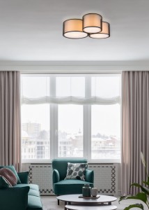 BURTON 611490332 czarny plafon podwójne abażury czarno-białe 3xE27