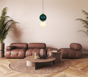 PIEVE PND-95221-1M-GRN lampa wisząca ceramiczna kula zielona LED 18cm