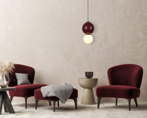 PIEVE PND-95221-1M-PRP lampa wisząca ceramiczna kula bordowy LED 18cm