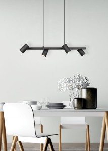 MARLEY 302400432 lampa wisząca czarna z regulowanymi tubami 4xGU10