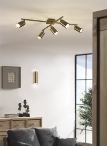 MARLEY 612400504 lampa sufitowa patynowa z regulowanymi ramionami i tubami 5xGU10