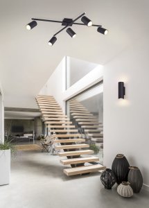 MARLEY 612400532 lampa sufitowa czarna z regulowanymi ramionami i tubami 5xGU10