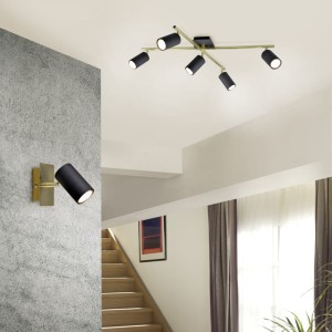 MARLEY 612400580 lampa sufitowa czarno-złota z regulowanymi ramionami i tubami 5xGU10