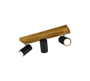 MARLEY 812400332 listwa drewniana z regulowanymi czarnymi tubkami 3xGU10