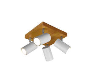 MARLEY 812400431 lampa sufitowa drewniana z regulowanymi białymi tubkami 4xGU10