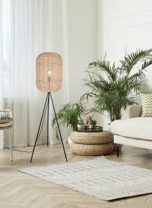 RUNA 403000132 lampa stojąca abażur owalny pleciony z sizalu fi 35cm 1xE27 wykończenie czarne