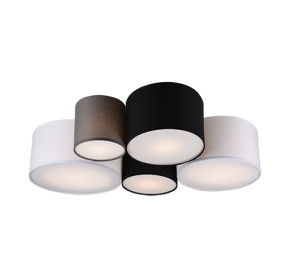 HOTEL 693900517 plafon z 5 abażurami fi 20/25/30/35/40cm o różnych kolorach 5xE27