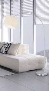 HOTEL 461100101 lampa podłogowa łuk nikiel mat z białym abażurem fi  30cm 1xE27