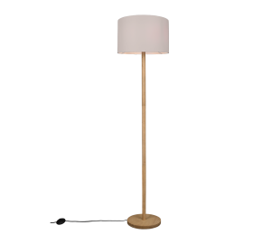 KORBA 401200101 lampa podłogowa podstawa drewniana abażur biały 40cm 1xE27