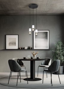 TOSH 304330334 lampa wisząca kaskada bielone drewno klosz czarna siatka 3xE27 wykończenie czarne