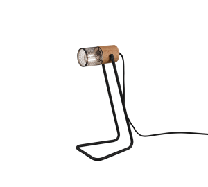 TOSH 504300132 lampa stołowa naturalne drewno klosz czarna siatka 1xE14 wykończenie czarne