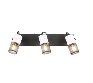 TOSH 804300334 listwa czarna bielone drewno klosz czarna siatka 3xE14 regulowana