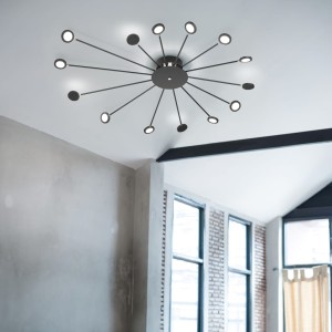 PEACOCK 679511532 lampa sufitowa czarna regulowane ramiona LED 15x2,6W 3000K 3stepDIM