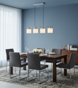 TOMMY lampa wisząca nikiel mat abażury białe 4xE14