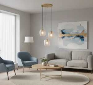 ALICENT 03450/03/02 lampa wisząca złota szkło przeźroczyste z deseniem 3xE27