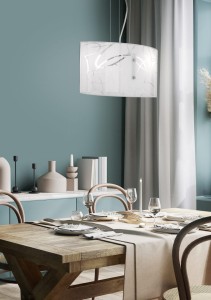 SPIRELLI 304400201 lampa wisząca  z giętego białe szkła we wzorki 1xE27 wykończenie chrom