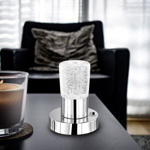 CRISTO 529690100 lampa stołowa chromowana z bryłką kryształu LED 4,3W 3000K DIM