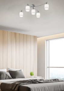 GARDA 605400501 lampa sufitowa nikiel mat z białymi abażurami 5xE14