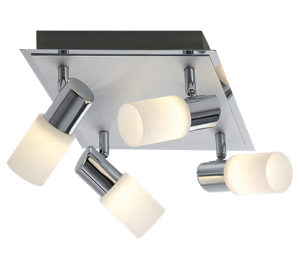 CLAPTON 821430405 lampa sufitowa nikiel mat/chrom LED 4x4,3W 3000K klosze białe rurki