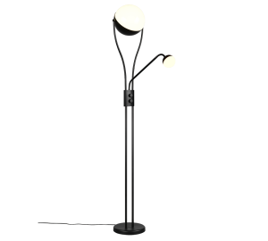 CHRIS 478310232 lampa podłogowa czarna klosze kuliste białe LED 18W + 3,8W 3000K DIM