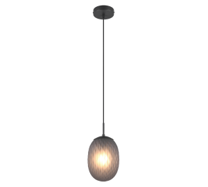 FACETTE 364200154 lampa wisząca klosz szkło dymione z deseniem 1xE27 wykończenie czarne