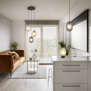 FACETTE 364230317 lampa wisząca kaskada klosze szkło z deseniem dymione bursztynowe i zielone 3xE27 wykończenie czarne 