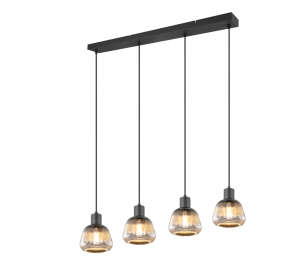 TARIFA 362800432 lampa wisząca klosze ryflowane szkło chromowane 4xE27 wykończenie czarne 