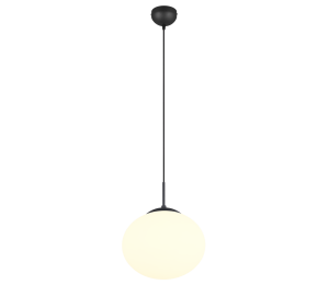FOMENTO 363100132 lampa wisząca czarna klosz spłaszczona kula fi 30cm 1xE27