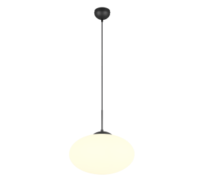 FOMENTO 363190132 lampa wisząca czarna klosz spłaszczona kula fi 40cm 1xE27