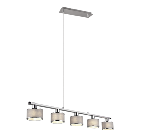KAPRUN 311600506 lampa wisząca abażury popielate ozdobione srebrnymi obręczami 4xE14 wykończenie chrom