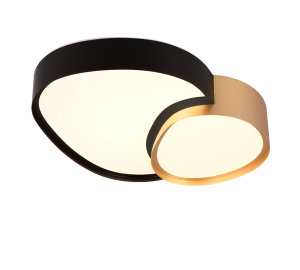 RISE 647510280 asymetryczny dwupoziomowy czarno-złoty plafon LED 21W 2400lm 2700-6500K + pilot