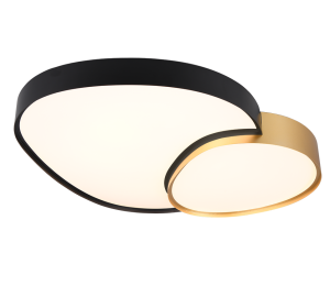 RISE 647519280 asymetryczny dwupoziomowy czarno-złoty plafon LED 45W 5300lm 2700-6500K + pilot