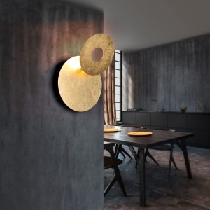 LEANO 240310179 złoty kinkiet okrągły ze zmiennym kształtem LED 6W 3000K światło odbite