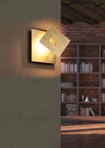 LEANO 240319179 złoty kinkiet kwadratowy ze zmiennym kształtem LED 6W 3000K światło odbite