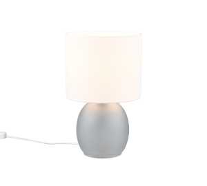 VELA 517900111 lampa stołowa szkło szare abażur biały 1xE14