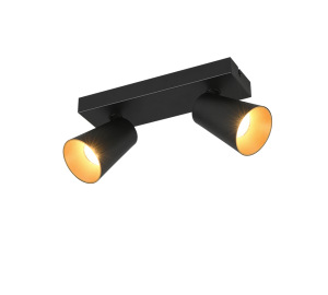 SHARP 817100232 listwa z czarnymi spotami 2xGU10 złote i czarne pierścienie ozdobne w komplecie