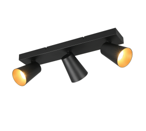 SHARP 817100332 listwa z czarnymi spotami 3xGU10 złote i czarne pierścienie ozdobne w komplecie